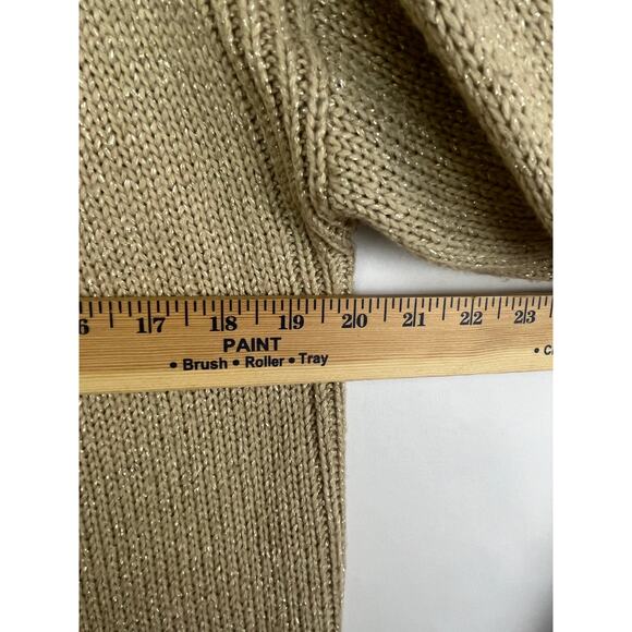 Talbots Women's Medium Metallic Gold Wool Blend Long Sleeve Open Front Cardigan - Picture 5 of 6